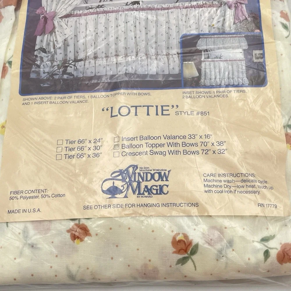 Vintage Window Magic Lottie Floral Balloon Topper W Bows Curtains NIP USA